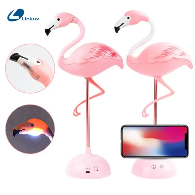 Настільний світильник нічник "Фламінго" Led Lucia / Світлодіодний нічник / Дитяча лампа