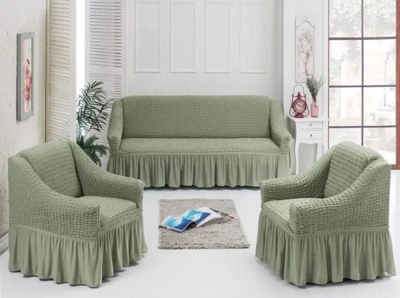 Натяжний чохол на диван та два крісла Туреччина, Універсальний чохол, накидка на диван