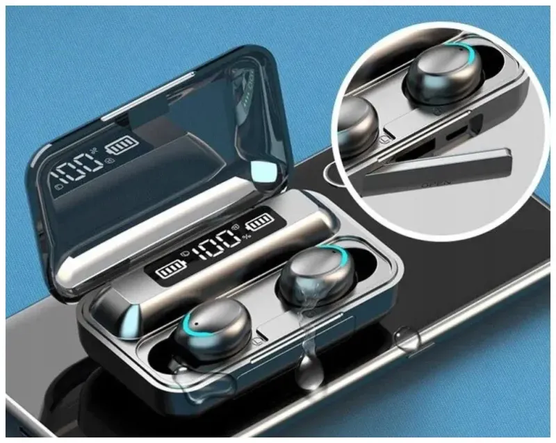 Навушники F9 TWS V5.0 Бездротові сенсорні Bluetooth з індикатором заряду чорні водонепроникні (NB-1)