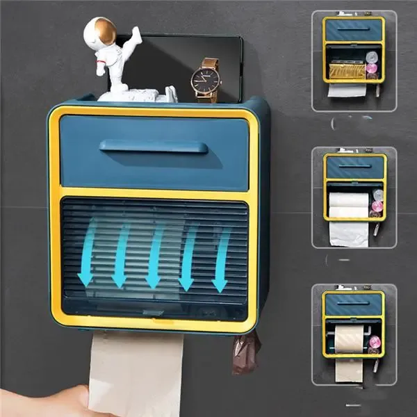 Навісний органайзер-тримач для туалетного паперу з полицею та відділеннями для серветок, паперів, пакетів