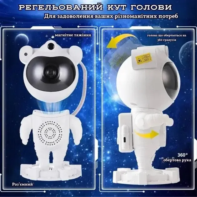 Ночник проектор зоряного неба Астронавт із Bluetooth колонкою Sky Star Astronaut Bambi ZZ-202