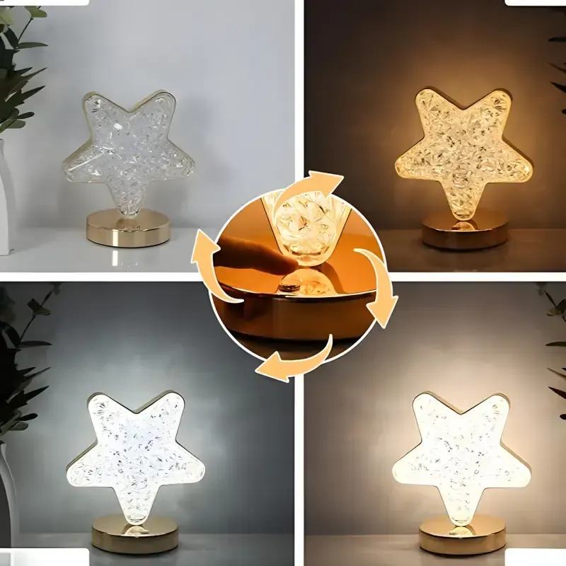 Нічник світильник 3 режими настільна кришталева лампа у формі зірки Creatice Table Lamp