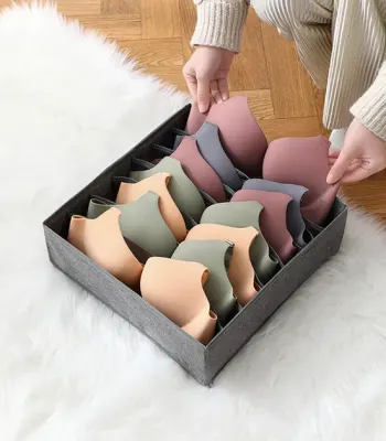 Органайзер 32×32×10 см на 7 відділень для зберігання нижньої білизни Темно-сірий