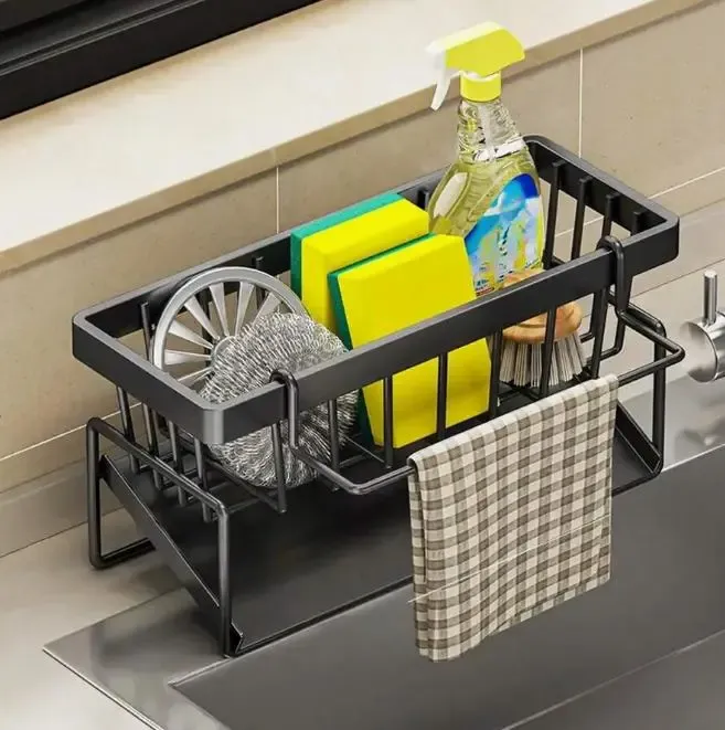 Органайзер для кухонної раковини, міцна полиця для раковини, багатофункціональний полиця для зберігання губок та кухонного приладдя SKLM-8