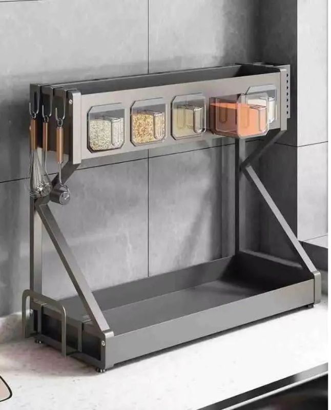 Органайзер для приправ Glaceon Spice Rack, двоярусна стійка для посуду + спецівниця, багатофункціональна сушарка посуду та спецій, містка полиця для спецій з кухонними шафами