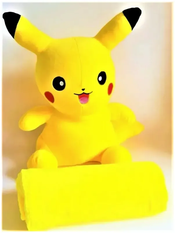 М'яка іграшка-подушка Покемон Пікачу з пледом 50 см