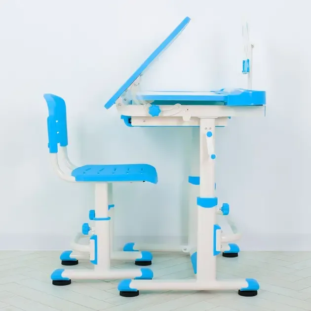 Парта учня зі стільчиком BAMBI M 4818-4 | Стіл письмовий Бембі регульований синій