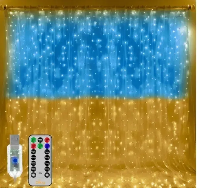 Патріотична гірлянда штора Прапор України 2*2м 160 LED класична IP44