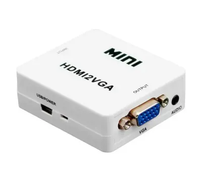Перехідник VGA на HDMI конвертер для ПК, ноутбука, відео реєстратора адаптер перетворювач з аудіо та зовнішнім живленням HDMI - VGA VGA2HDMI(4272)
