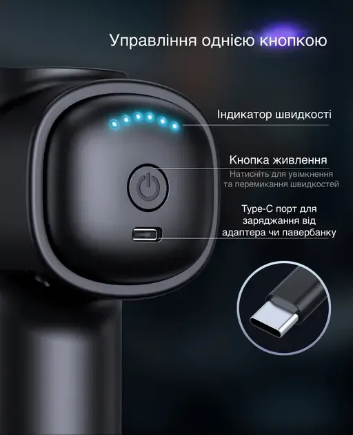 Перкусійний масажер для тіла та м'язів, ручний пістолет GYRO Muscle M7 Gun Massager