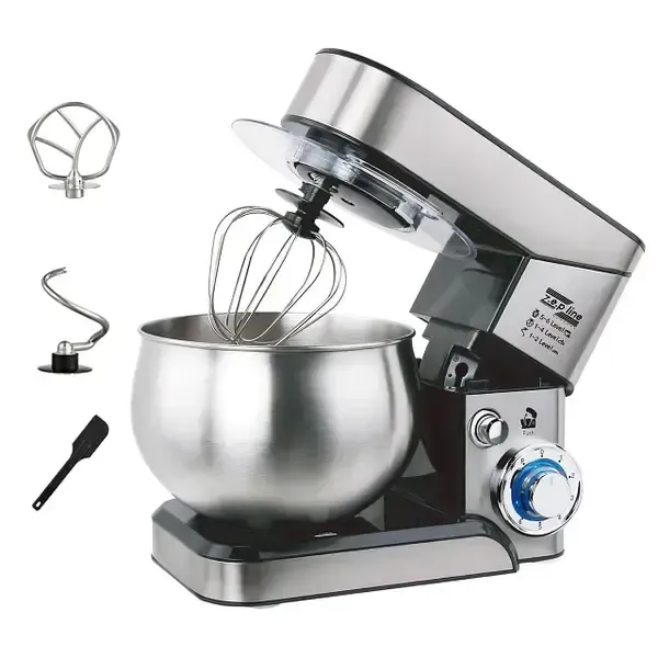 Планетарний міксер тістоміс Zepline ZP-105 з нержавіючої сталі Кухонний комбайн з чашею на 6л потужністю 3500 Вт