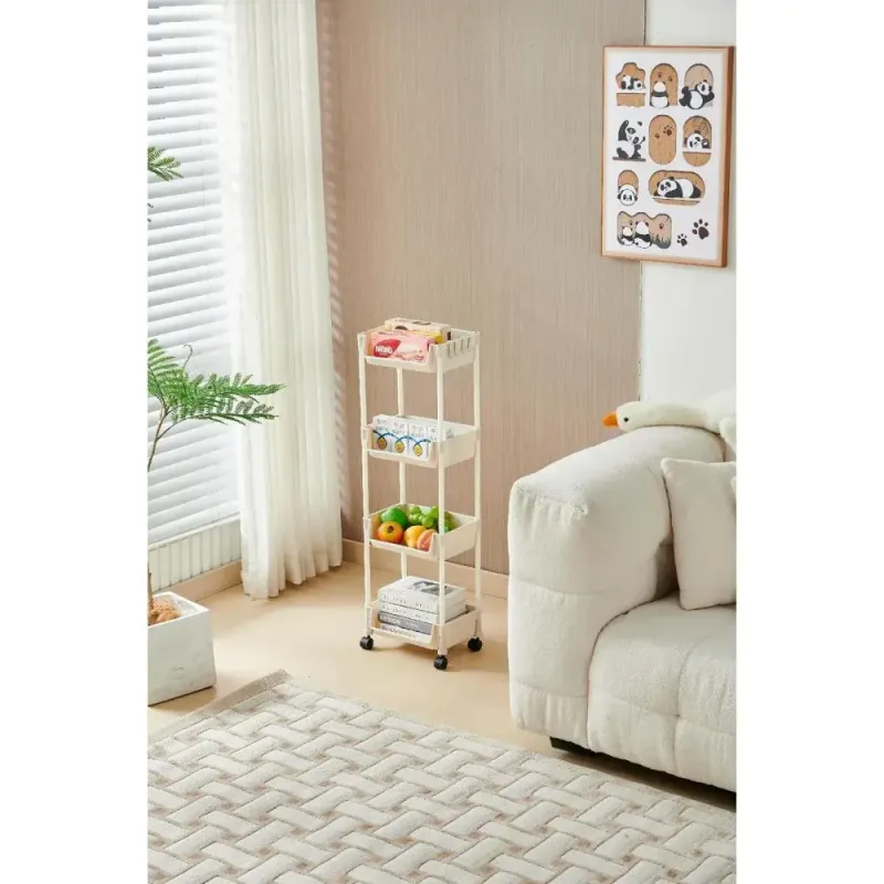 Пластикова етажерка на коліщатках полиця для зберігання книг, документів, журналів, дитячих іграшок, посуду