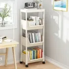 Пластикова етажерка на коліщатках полиця для зберігання книг, документів, журналів, дитячих іграшок, посуду