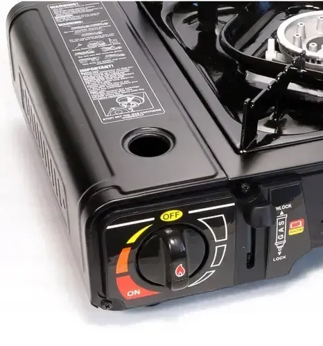 Плита газова туристична на 2 конфорки Alpen Camping Texas чорна