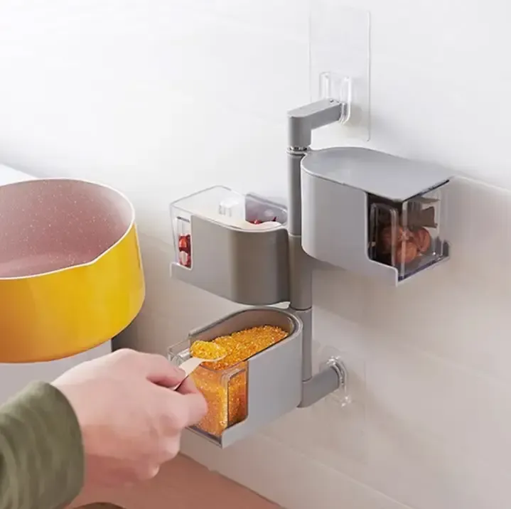 Полиця для спецій настінний поворотний контейнер поличка для спецій підвісні контейнери для спецій та круп