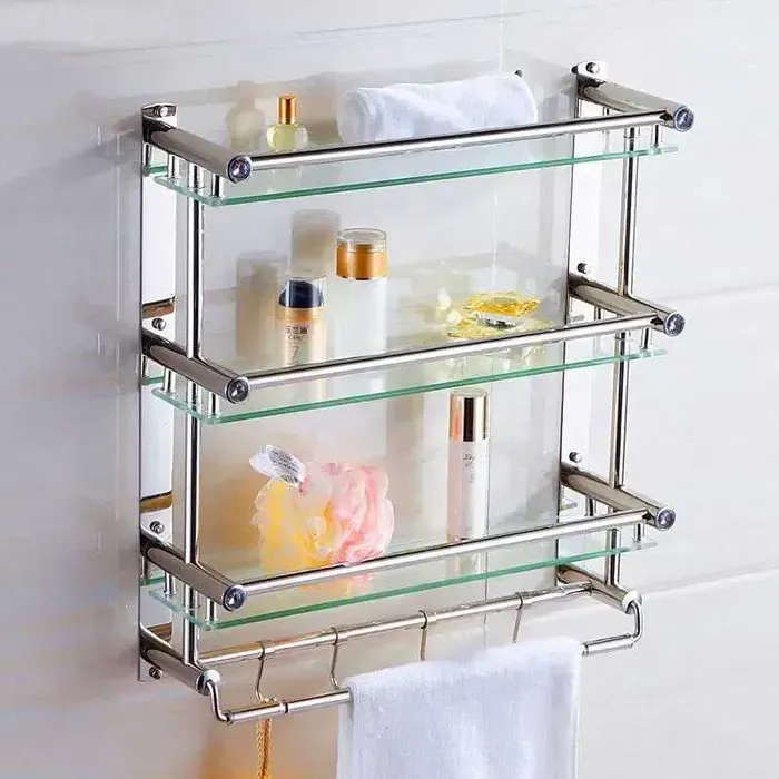 Полиця для ванної кімнати SKLM-7, нержавіюча 3 яруси