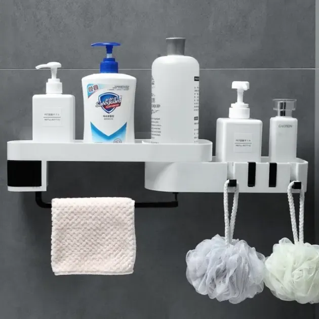 Полиця для ванної кімнати кутова самоклеюча, що обертається