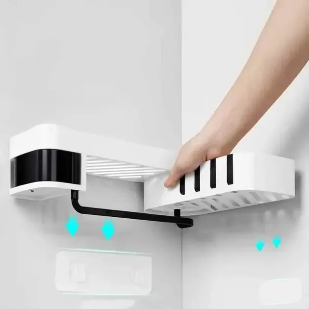 Полиця для ванної кімнати кутова самоклеюча, що обертається