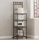 Полиця стелаж на коліщатках пересувна 4 рівні на коліщатках для зберігання кухонного приладдя побутової техніки посуду