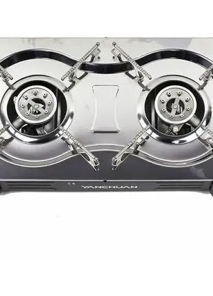 Портативна газова туристична плита на 2 конфорки