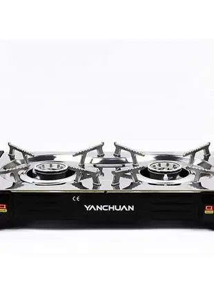 Портативна газова туристична плита на 2 конфорки