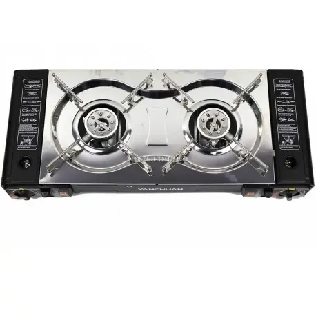 Портативна газова туристична плита на 2 конфорки