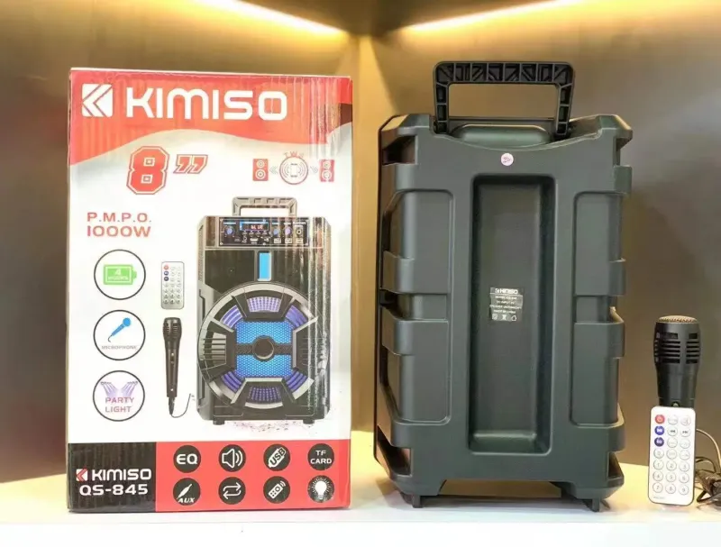 Портативна колонка Kimiso QS-845 з мікрофоном та світломузикою (USB/BT/FM)
