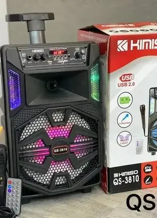 Портативна колонка з мікрофоном Kimiso QS-3810 Bluetooth для караоке пультом