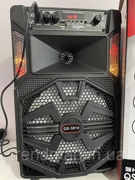 Портативна колонка з мікрофоном Kimiso QS-3810 Bluetooth для караоке пультом