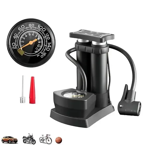 Портативний ножний насос з манометром Air pump AND 521-2414 Двоциліндровий насос