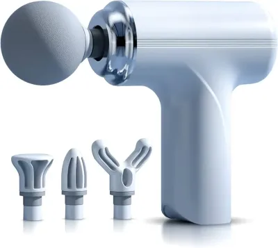 Портативний перкусійний масажер 6 швидкостей 4 насадки mini Massage Gun MG-203 для тіла