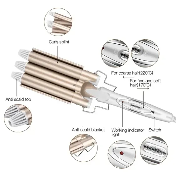 Потрійна плойка для волосся Kemei 1010