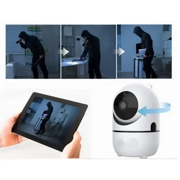 Поворотна IP камера QC011 бездротова WiFi для відеоспостереження зі звуком та нічним баченням