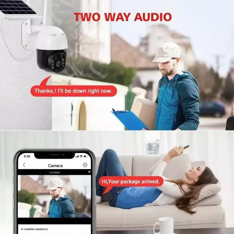 Поворотна погодозахисна сонячна камера безпеки 4G solar cam 1080P