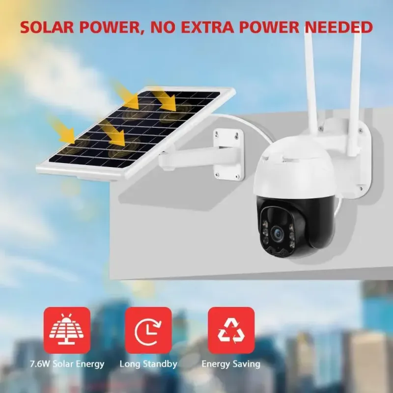 Поворотна погодозахисна сонячна камера безпеки 4G solar cam 1080P