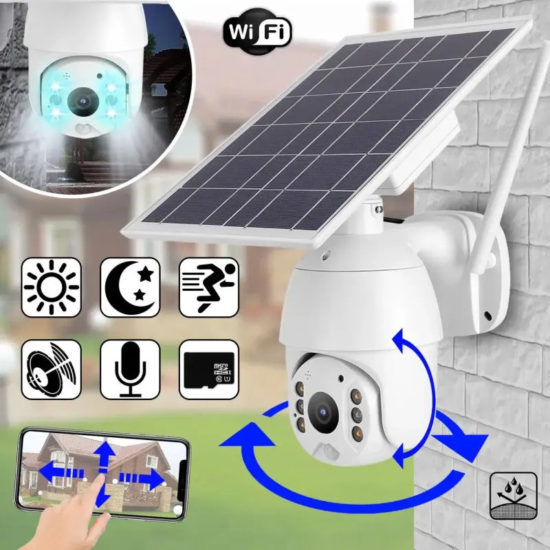 Поворотна вулична IP Solar камера PTZ відеоспостереження із сонячною панеллю