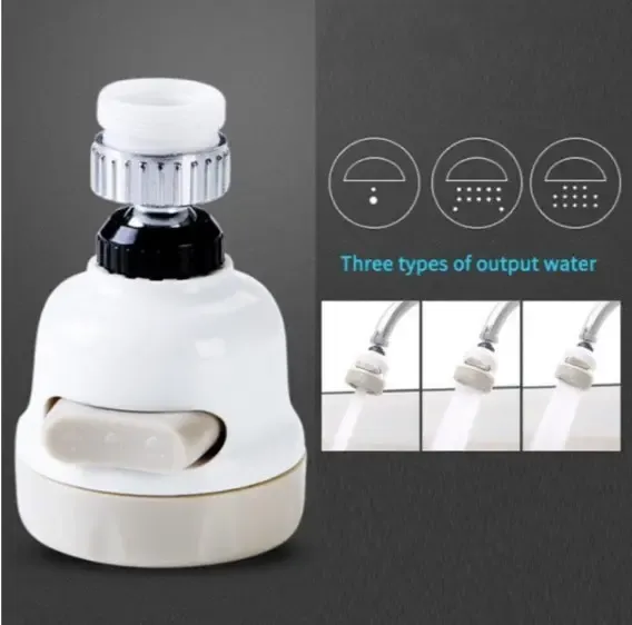 Поворотний аератор-насадка на кран для економії води Homegoods H23 3 режими розпилення, для крана