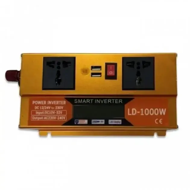 Перетворювач Інвертор 1000W 12V/24V + LCD, золотий