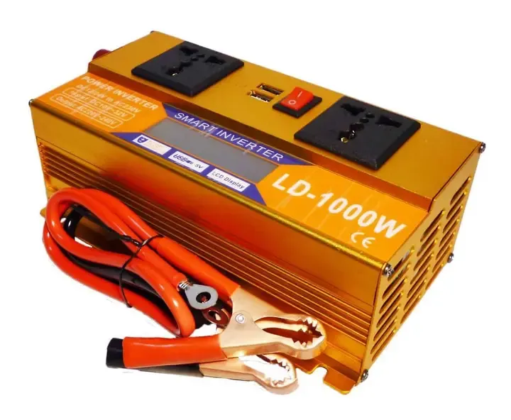 Перетворювач Інвертор 1000W 12V/24V + LCD, золотий