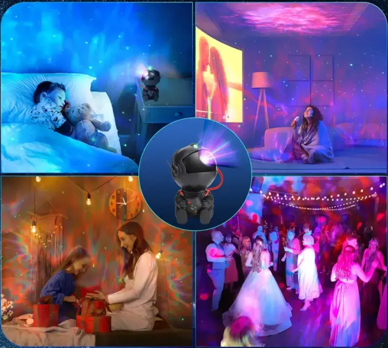 Проектор зоряного неба, лазерний нічник на пульту BLACK Astro Star Mini - Космонавт (Світильник LED нічник)