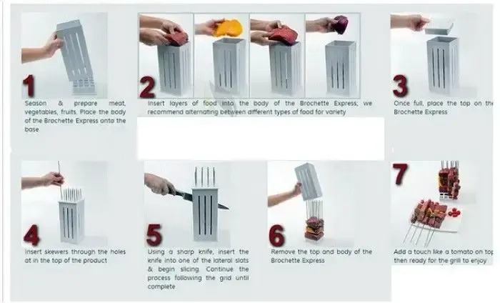 Пристрій для швидкого нанизування шашлику brochette express | шпажки для шашлику