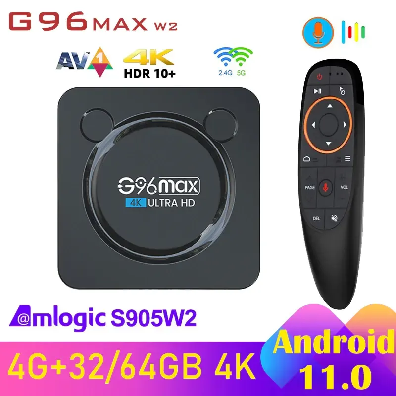Приставка V-BOX G96 Max W2 4K 4/64 UltraHD Android 11