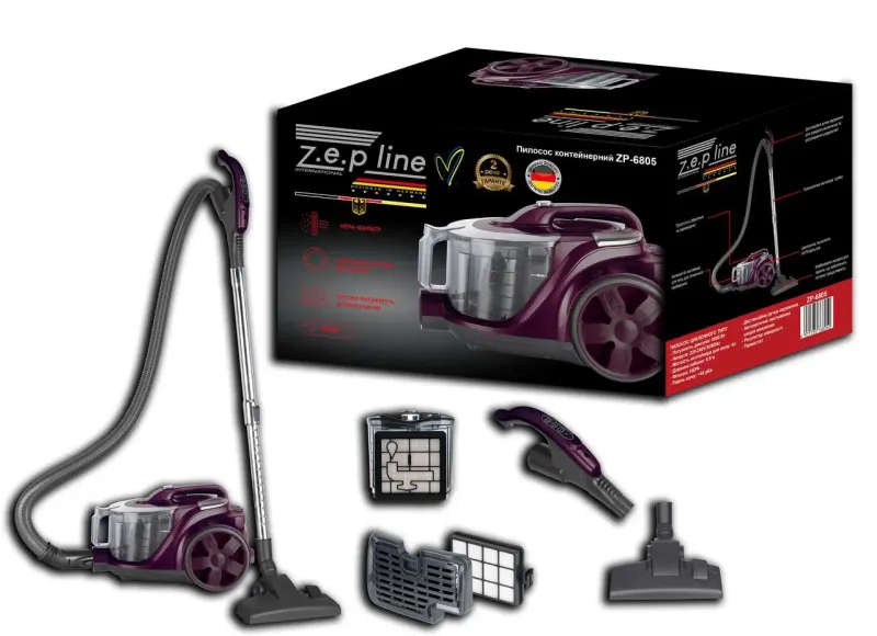 Пилосос контейнерний 4л Zepline ZP-6804 червоний