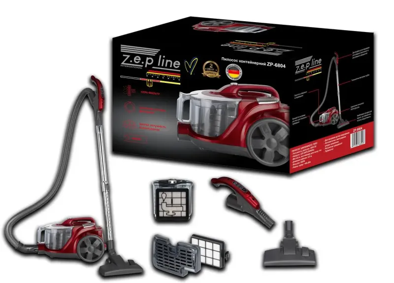 Пилосос контейнерний 4л Zepline ZP-6804 червоний