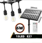 Ретро гірлянда на потужній сонячній батареї 5 м 15 лампочок Bulbs