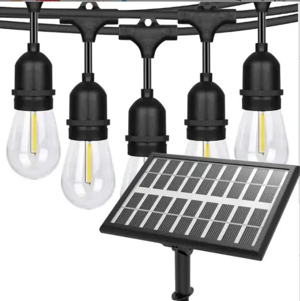 Ретро гірлянда на потужній сонячній батареї 5 м 15 лампочок Bulbs