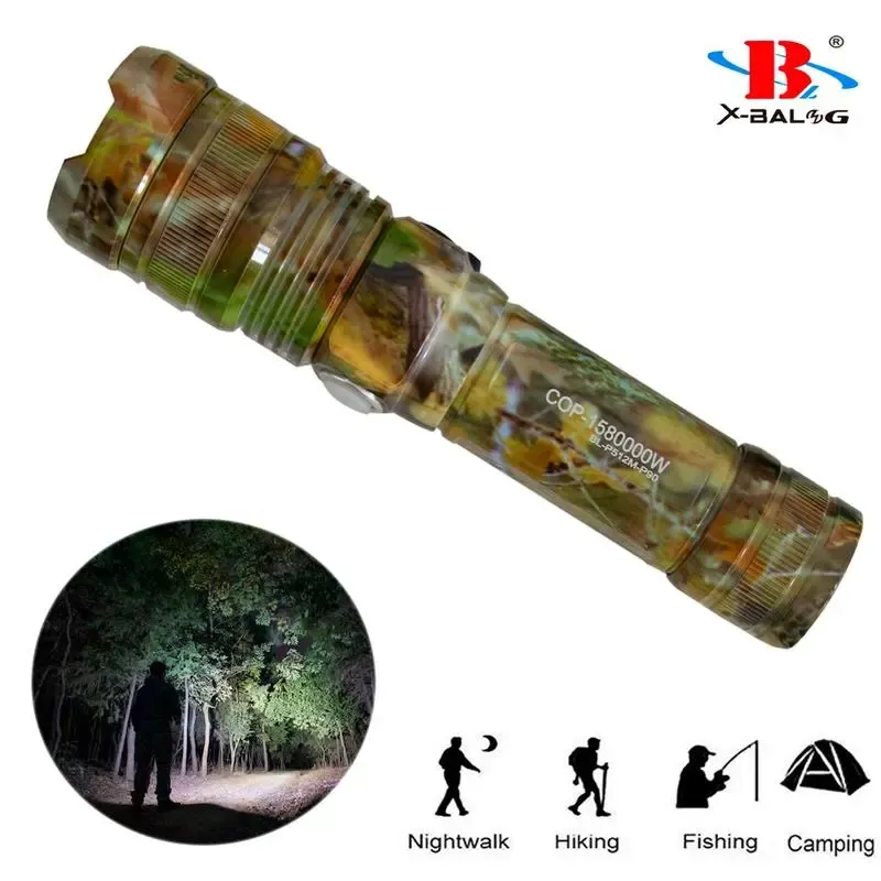 Ручний акумуляторний ліхтарик із бічним діодом Power style MX-915M-COB камуфляжний колір