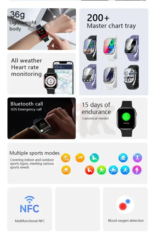 Багатофункціональний наручний годинник для жінок і чоловіків з 2 ремінцями V9 Pro Max