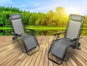 Садове Крісло Шезлонг до 120 кг Складаний Шезлонг для Дачі Zero Gravity XXL