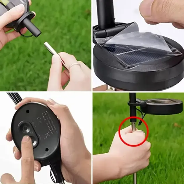 Садовий декоративний газонний світильник "Шар прозорий" 3000К H-70см D-8см на сонячній батареї